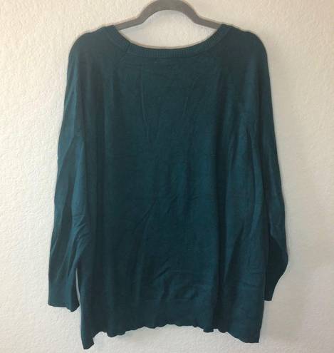 Dress Barn  Sweater Teal Scoop Neck Knit Sz 2X GUC Plus Size Casual Long Sleeve