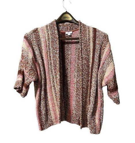 J.Jill  Cardigan Knit Sweater Size Small P Multi Color Front Chunky‎ Half Sleeve