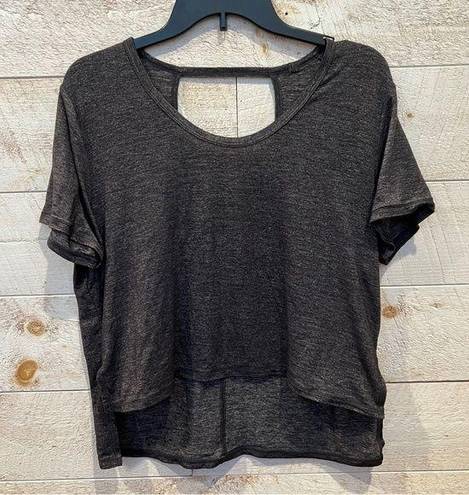 Zella  Women’s Dark Heather Gray Short Sleeve High Low Open Back Active Top