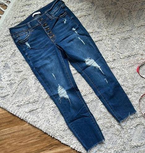 SO  Brand Mid-rise Cropped 5 button destructed jeans‎