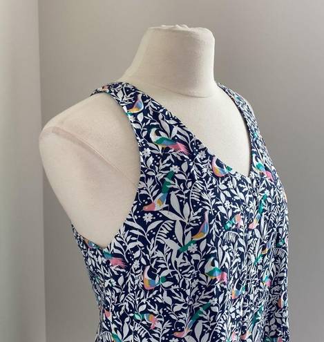 Loft  Blue Bird Print Swing Dress Size Medium NEW