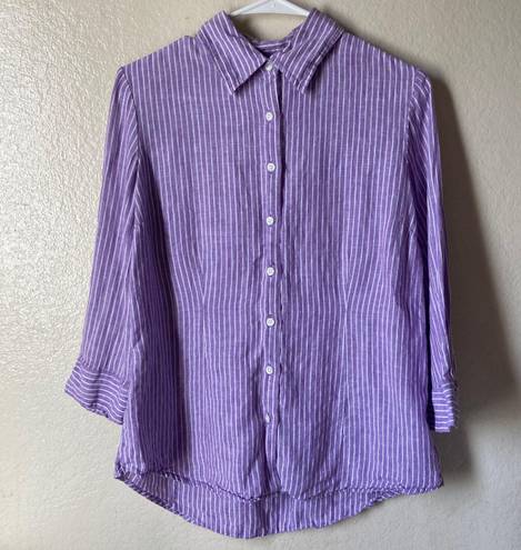 Coldwater Creek Purple Striped Button Up
