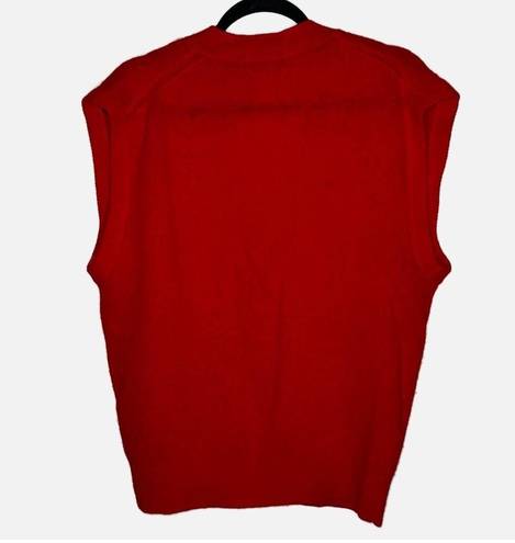 Brooks Brothers  Womens 100% Wool V-Neck Button Up Cable Knit Sweater Vest Red L