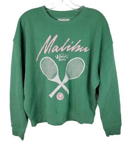 Grayson Threads  Sweatshirt Womens Size S Kelly Green Malibu Tennis Club Graphic