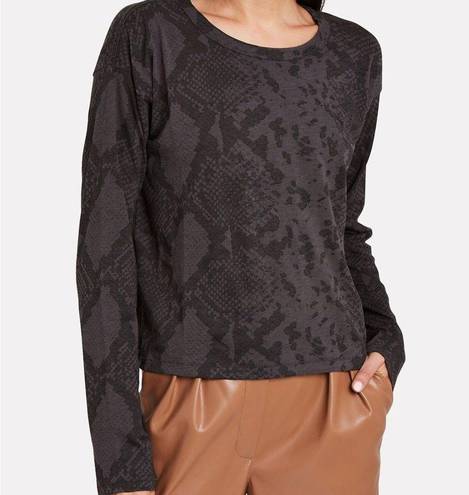 Rag and Bone  Snake Print Long Sleeve Cropped Shirt