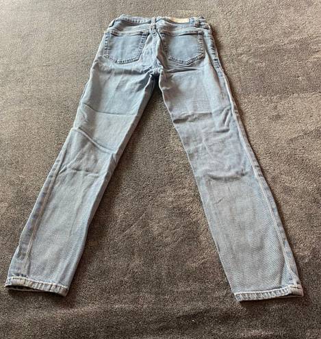 RE/DONE High Rise Ankle Crop Light Blue Jeans ( 25 )