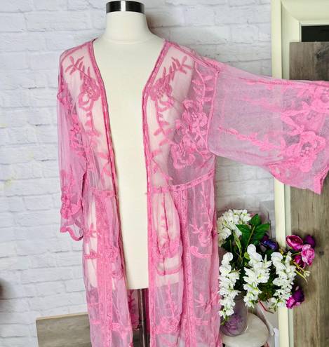 LC Lauren Conrad Lauren Conrad Pink Lace Kimono