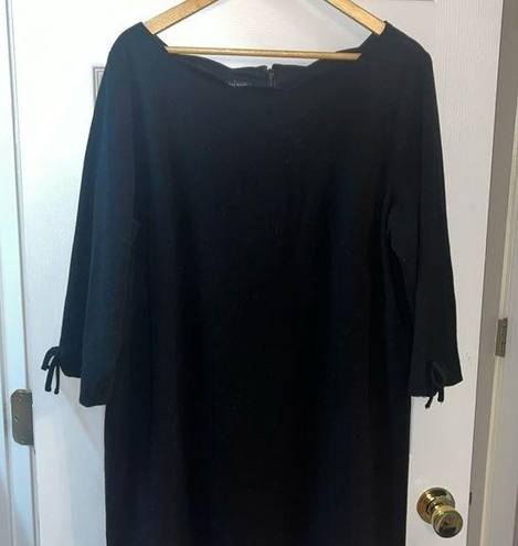 Talbots Black Scallop Collar Tie Sleeve Crepe Dress Size 16W