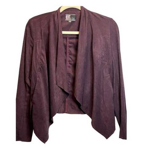 Kut From The Kloth 𝅺 Faux Suede Burgundy Drape Front Blazer Size Small