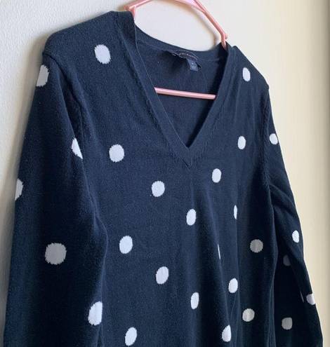 Tommy Hilfiger  Polka Dot V- Neck Cardigan Sweater (Sz M) Navy Blue & White