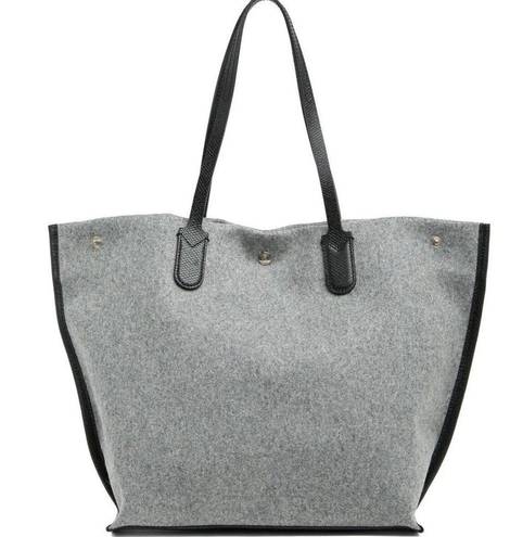 Longchamp Roseau Essential Large Gray Wool Open Tote Bag Shopper New $430