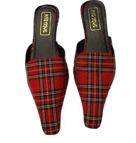 Mystique Boutique  red plaid mules size 7