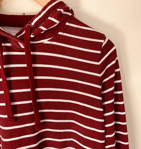 Hollister Striped Hooded Crop Top in Burgundy size S