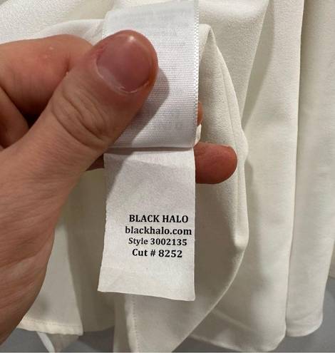 Black Halo  Carolina Bow Tie Neck Midi Dress Pearl White 0