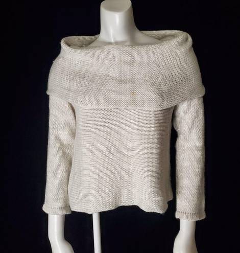 SEEK the Label  Cream & White Cowl Neck Sweater (S)