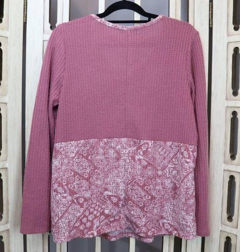 Absolutely Famous  Long Sleeve Waffle Knit Blouse L