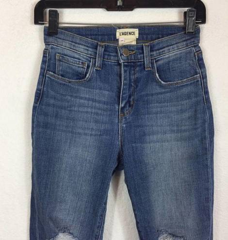 L'Agence L’agence Daria High Rise Distressed Cropped Straight Jeans Size 24