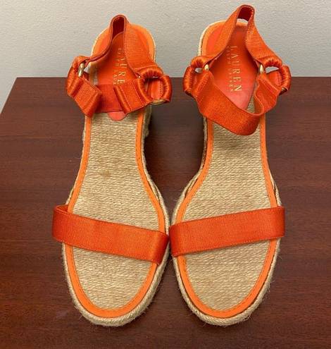 Ralph Lauren  Indigo Espadrille Wedges Orange size 11