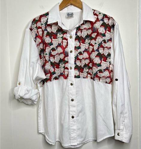 Krass&co Vintage 90s Tap &  Christmas Santa Button Down Blouse Top Women’s Size Medium