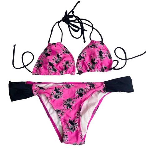 Joe Boxer new  ☼ Unicorn Print 2 Piece String Bikini Set ☼ Hot Pink ☼ Size XS