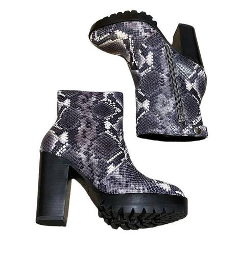 ALLSAINTS Ana Snake Emobossed Lug Womens Boot Size EU38 US 7 NEW