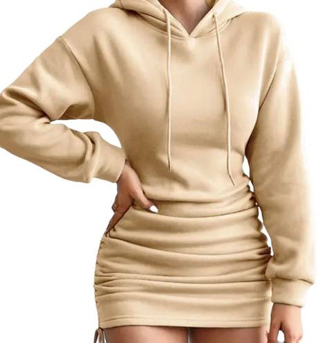 Zaful Hooded Long Sleeve Drawstring Ruched Mini Dress