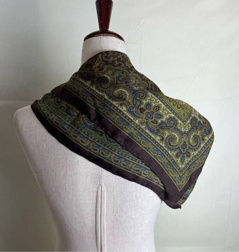 Vintage Square Scarf Brown Green Dark Floral Paisley Boho Fairy Grunge 26x26