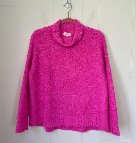 Lou & grey  Wool Alpaca Blend Barbie Pink Fuzzy Turtleneck Sweater ~ Size S