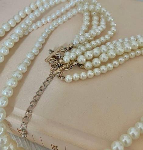American Vintage Vintage “Olwen” Four Strand Statement Pearl Necklace Long Classic Maximalist