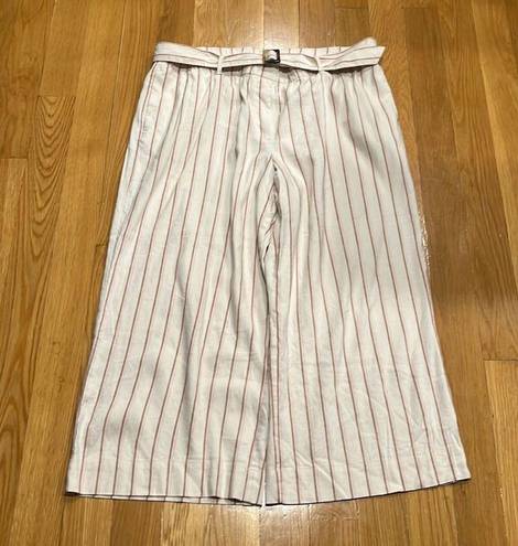 J.Jill  linen stretch Jenna striped belted wide leg crop pants size xlarge .