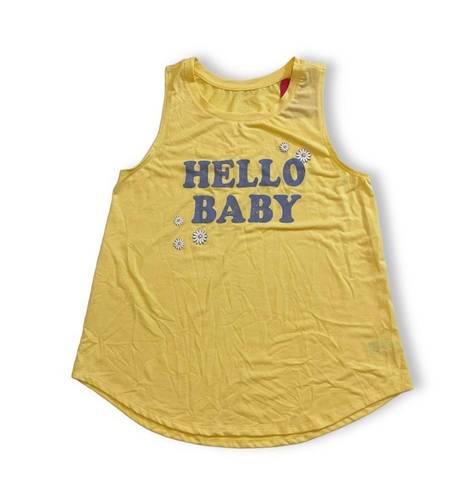 Isabel Maternity NWT Yellow Daisy Hello Baby Floral Muscle Tee Tank Top  New