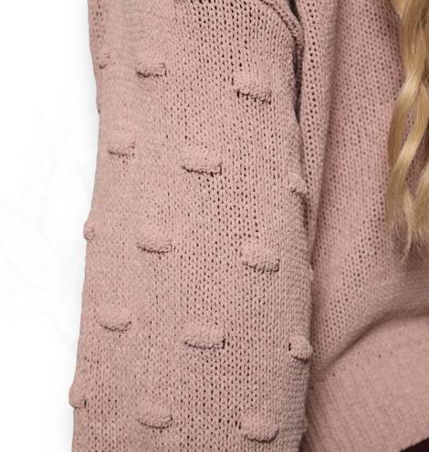 The Moon  & Madison Button Front Textured Knit Cropped Cardigan Blush Pink Size L