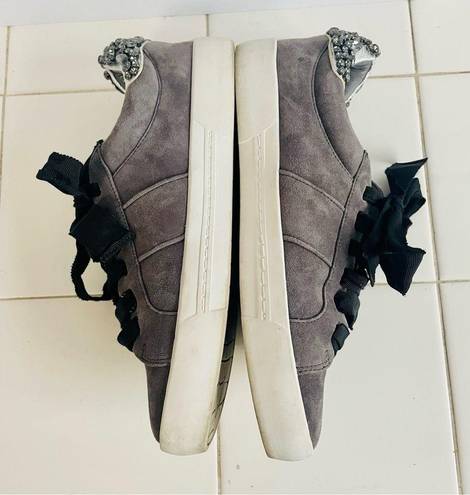 Joie  Gray Suede Bejeweled Sneakers Size EU 37.5