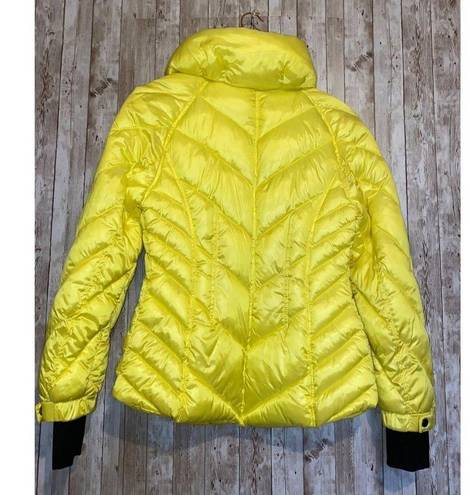 Guess  Women's Puffer Storm Cuffs Quilted Bright Yellow Jacket Coat Size Small