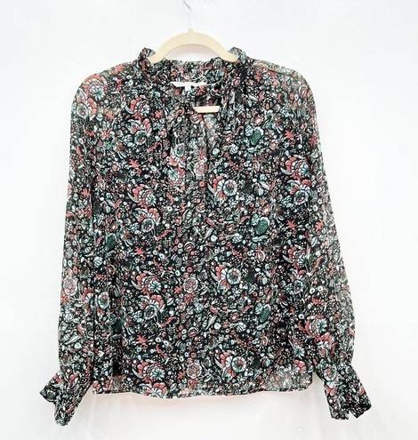 Rebecca Minkoff  Tied Neck Floral Chiffon Peasant Blouse size small