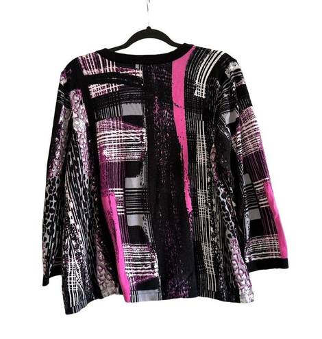 Bob Mackie Wearable Art purple graphic design cardigan women's size 1x