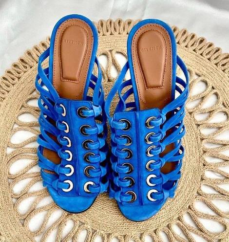 Givenchy  Blue Suede Caged Open Toe Heels in Size 37