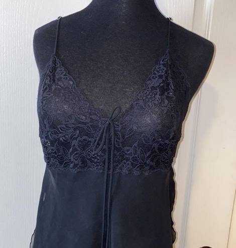 Frederick's of Hollywood VTG  BLACK SHEER LINGERIE CHEMISE SLIP DRESS