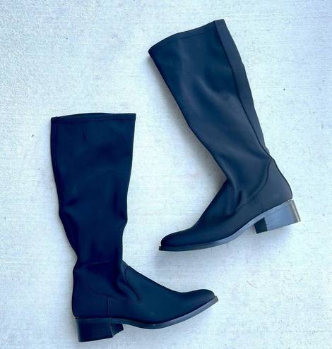 Donald Pliner Donald J Pliner Zela Stretch Crepe Knee Boots Black Size 7 NWOB