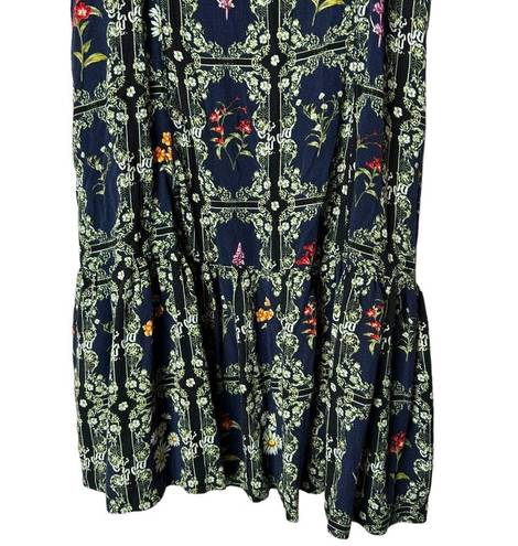 Agua Bendita  Target Mini Dress Navy Floral Flutter Strappy Sleeve Size Medium