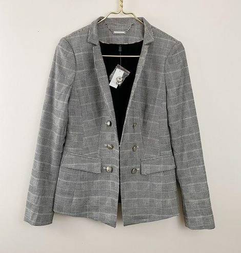 White House | Black Market  Glen Plaid Checked Black Stretch Blazer Jacket 4 new