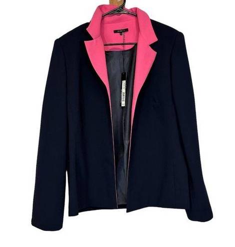 Lee Henry  Navy Blue & Hot Pink Long Sleeve Open Blazer Size 12