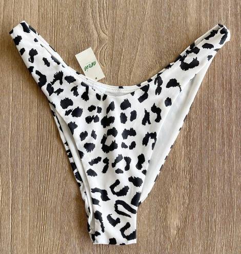 Aerie Super High Cut Cheekiest Bikini Bottom in White Black Leopard S NWT