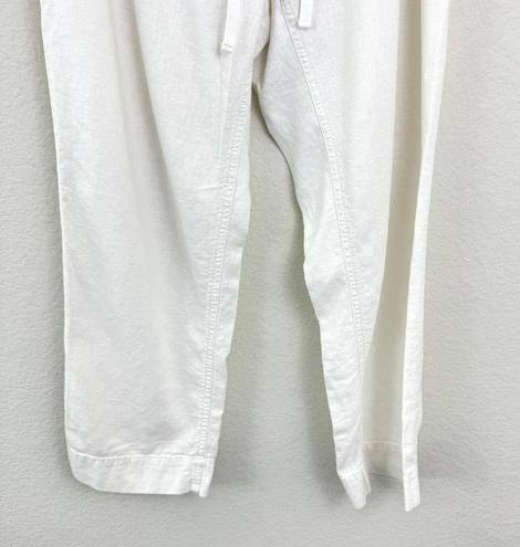 J.Jill  Women's Linen Blend Wide Leg Crop Pants White Size 8