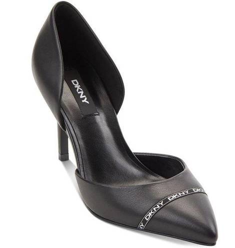 DKNY NEW  Womens Rosetta Leather Logo Pumps BLACK