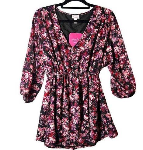 Isabel Maternity  Top Womens XXL Black Floral V Neck Floral Chiffon Top NEW