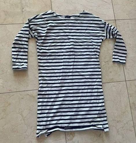 Patagonia  Black/White Striped Midi Dress 3/4 Sleeves Sz Small