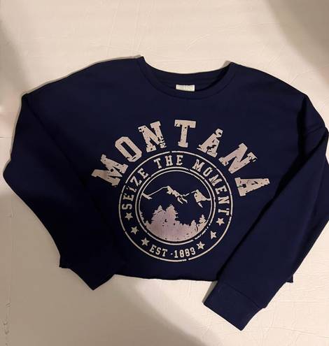 Abound Navy Montana Cropped Sweatshirt  Junior Size Small