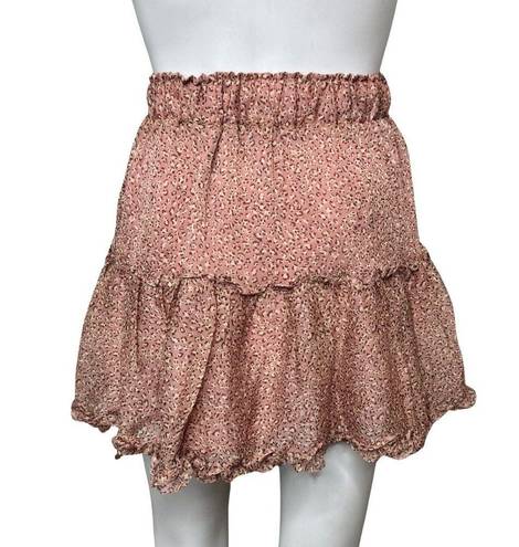 INDIKAH  Skirt Women XS Pink Cheetah Leopard Print Ruffle Flounce High Waist Mini