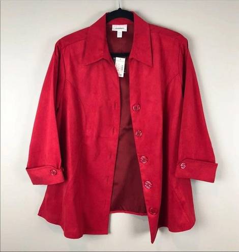 Dress Barn  Faux Suede Red Jacket Size 14 16